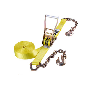 China Factory 2inch 27ft heavy duty ratchet strap tie down assembly with G70 chain hook ends