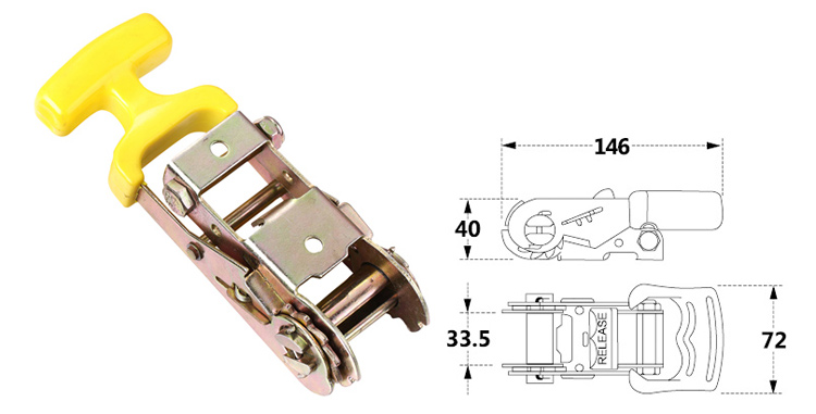 1.5" /2" T Handle Black finish Ratchet Buckle
